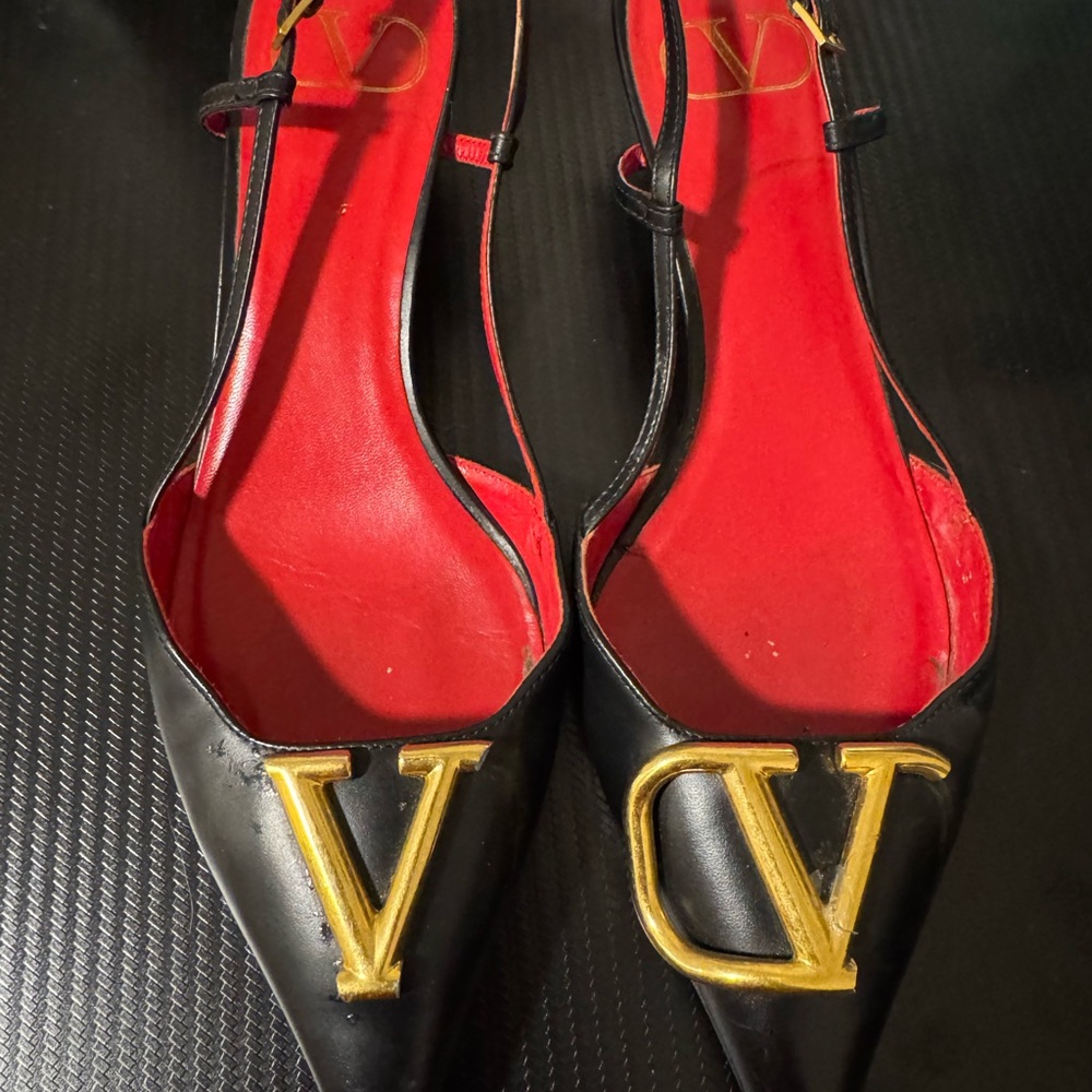 Valentino Black and Gold Women's Shoes